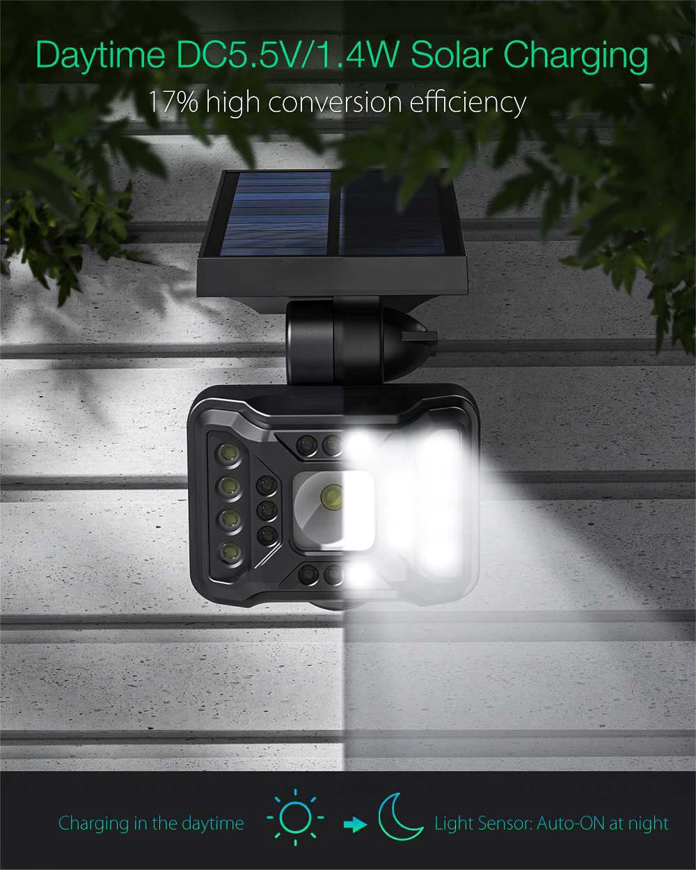 21 LED Outdoor Solar Garden Light Lamps Waterproof Solar Landscape spot lights 2-in-1 Outdoor Wall spotlight details