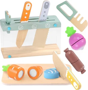 Wooden Pretend Play Kitchen Accessories Set MDF Play Knife and Food for Kids Toddlers Boys and Girls Perfect Gifts for Kids