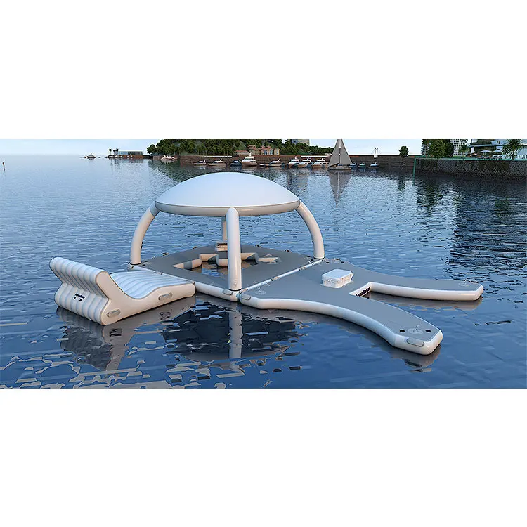 Floating Swimming Pool PVC Inflatable Platform Dock Water Play Equipment Drop Stitch Jetski Roll up air Dock Platform for Yachts