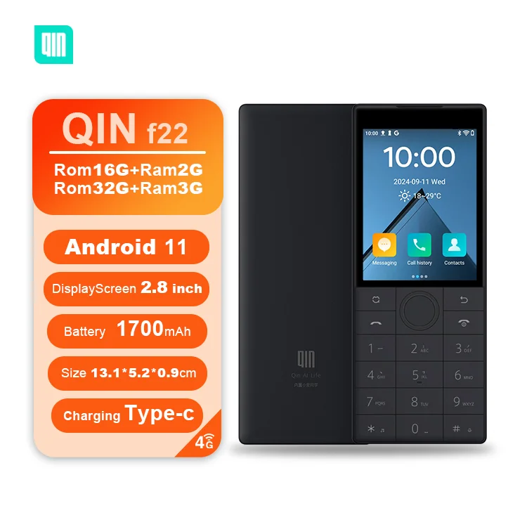 No Camera Smart Touch Screen Qin F22 Android 11 Phone with 2.8