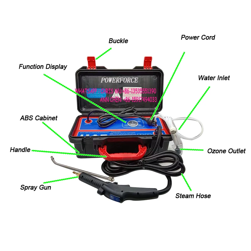 Ozone Portable Steam Cleaner Machine 110V 1700W 220V 3500W High Temp Steaming Machine for Car Detailing Household Dirt Removal