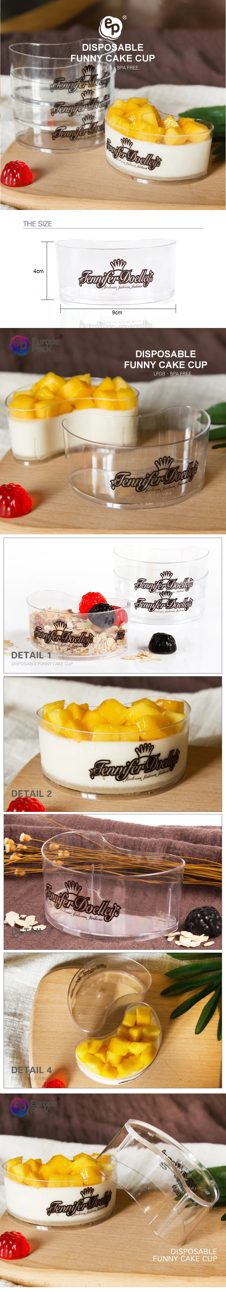 New fashion plastic cute 125ml clear mini cup cake container from guangdong