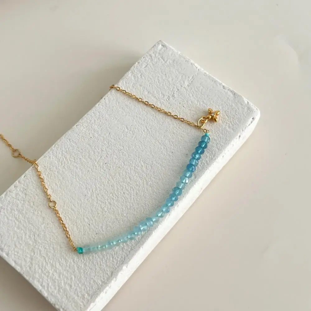 KAKODIY Ins Style 18K Gold Plated 925 Sterling Silver Jewelry Natural Blue Crystal Bead Chain Bracelet detail 3