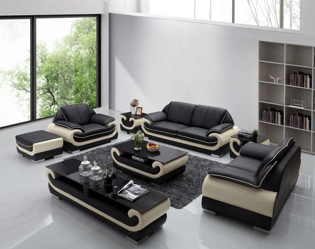 Italian Style Sofa Set Living Room Leather Fabric Sofa Set Furniture