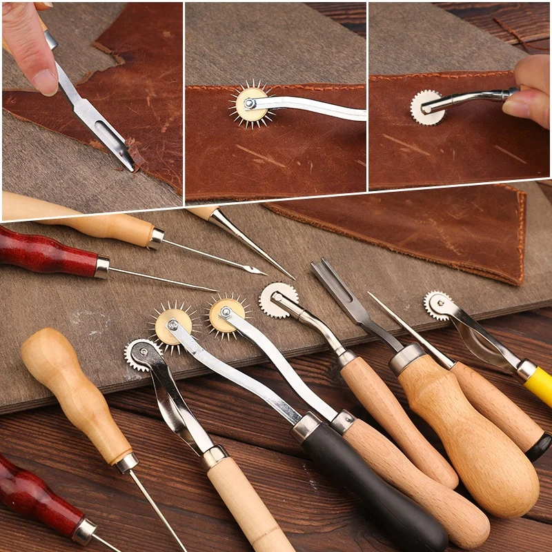 1set Leather Craft Tools Leather Working Tools Kit With Storage Bag Leather  Carving Tools Leather Craft Making For Cutting Punching Sewing Carving Sta