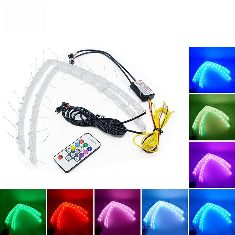 Remote Control Universal Led DRL Crystal  Angel Tear Eye Running Water Daytime Running Light  Flexible Sequential RGB