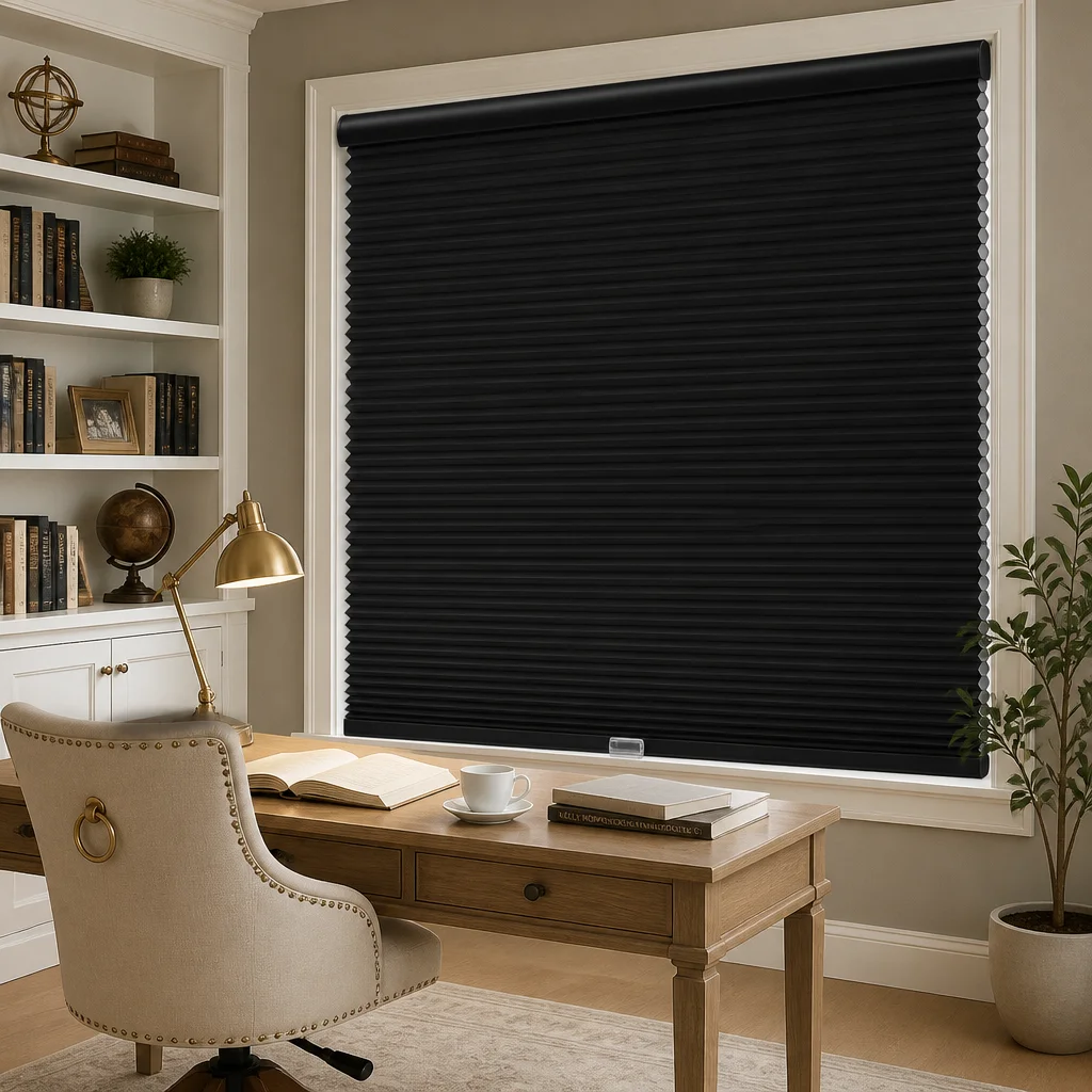 Cordless Polyester Honeycomb Blinds Built-in Full Blackout 25mm Cell Thermal Insulation Anti-UV Home Office Study Room Every Day