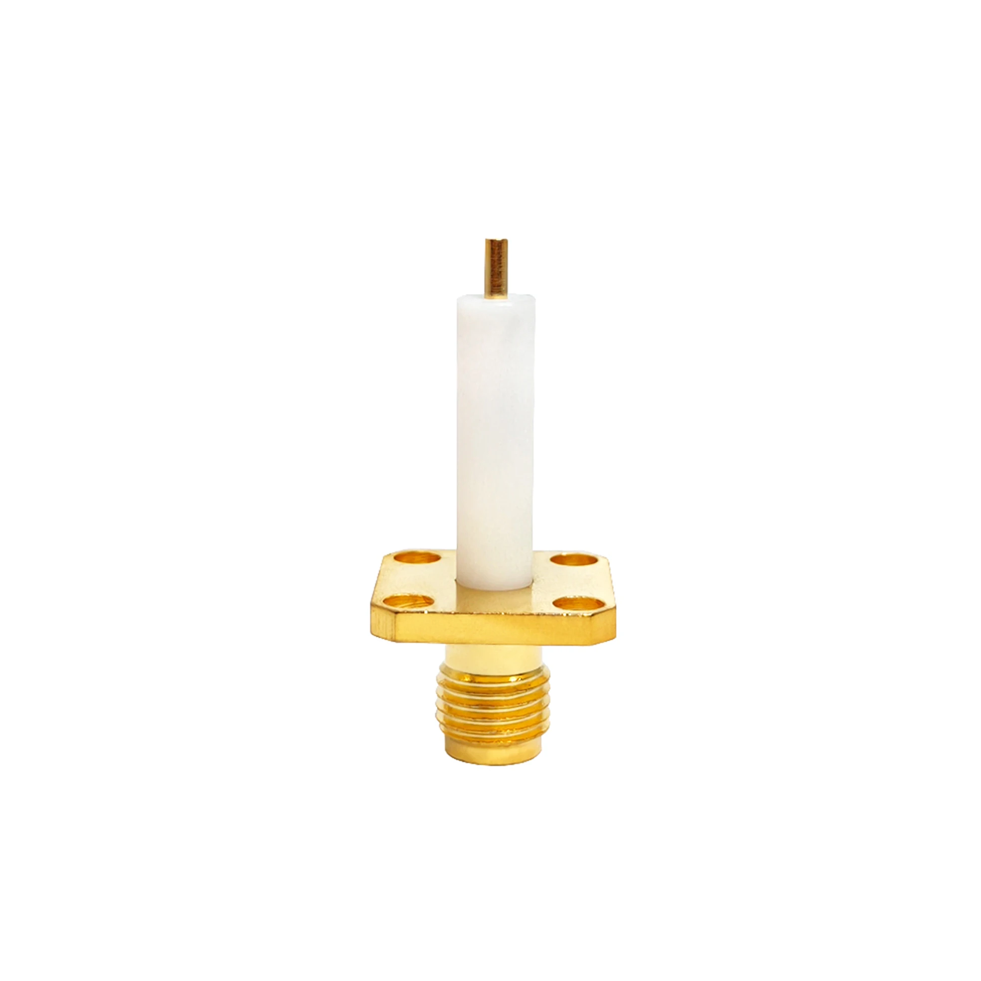 SMA Female Flange Connector Square Shape Four Mounting Holes PTFE Insulation 15mm