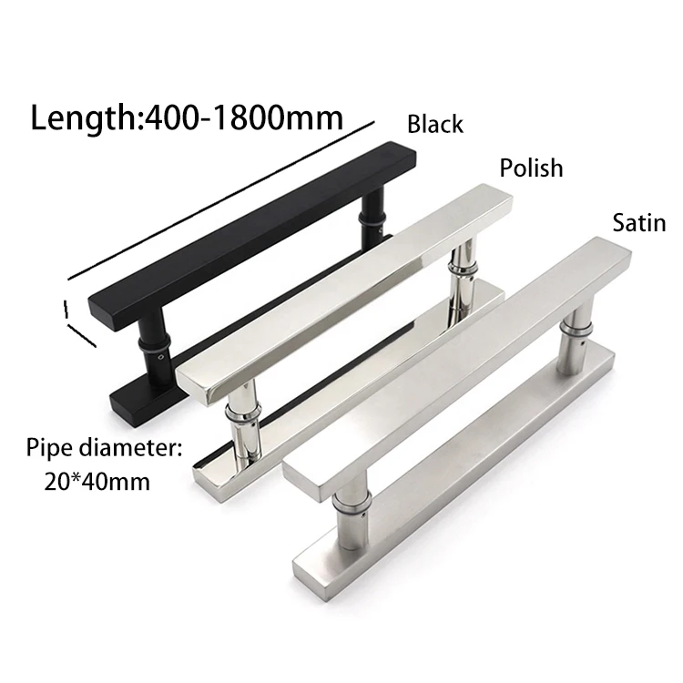 Can Be Customized Logo Modern Stainless Steel Tube Foot Column Inlaid With Brass Push Pull Sliding Glass Door Handle Sus304