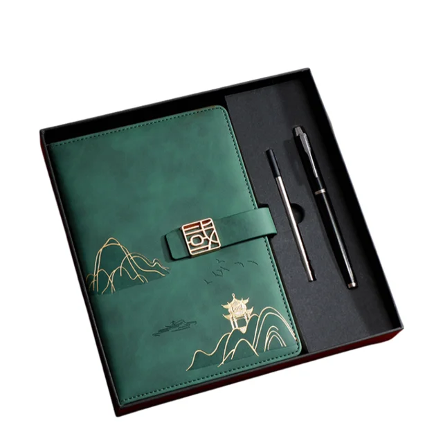 JSN Cultural Creative Office Supplies Business Gift Sets Notebook Book for Meeting Record for Christmas or Graduation dark blue