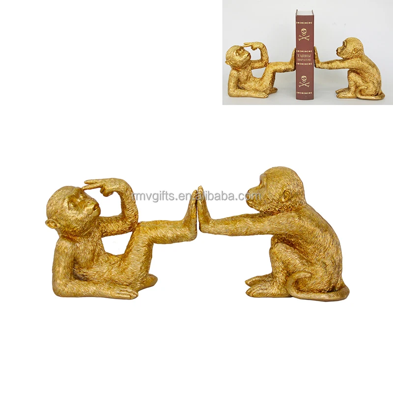 Factory Outlet Gold Funny Pushing Color Monkey Collection Hand Carved