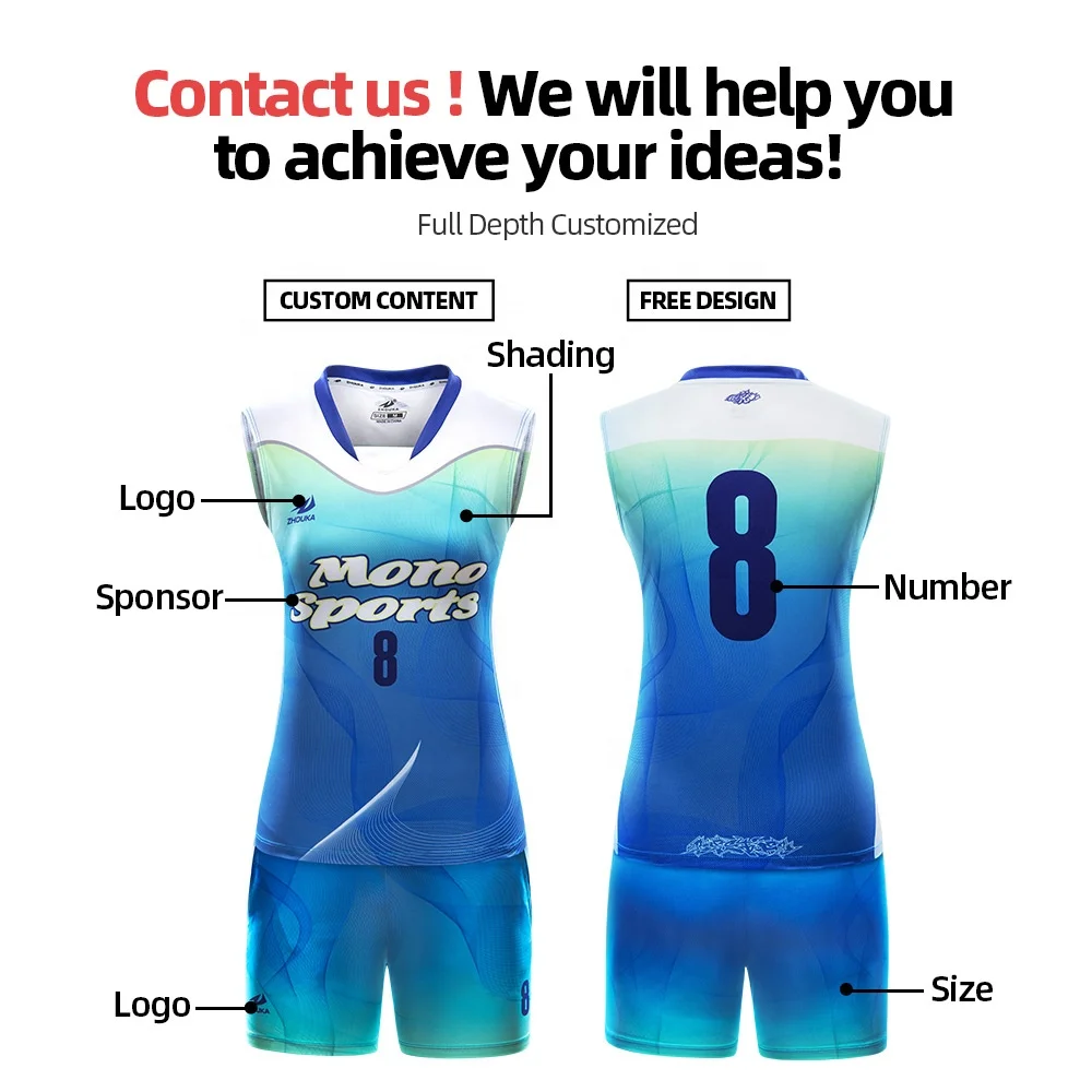 Professional Customized Breathable Volleyball Shirt Customized Sleeveless  Sublimation Blue Sleeveless Volleyball Jersey