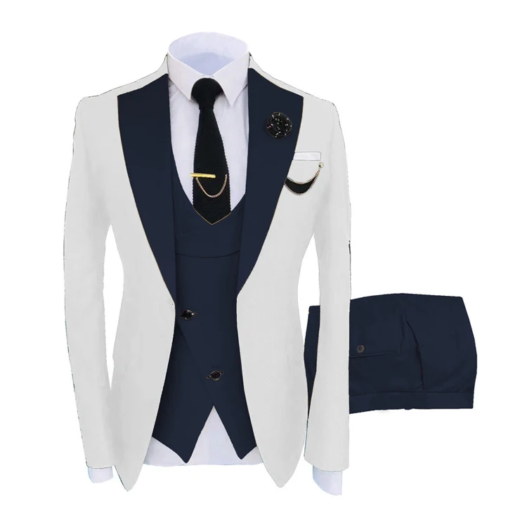 New Design Mens Business Suits 3 Pieces Blazer Vest Pants Set Men's ...