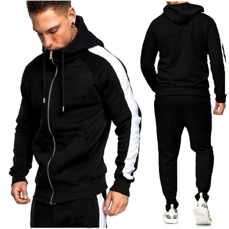 High quality jogging sportswear zip up sweatsuit custom logo printing plain men tracksuit