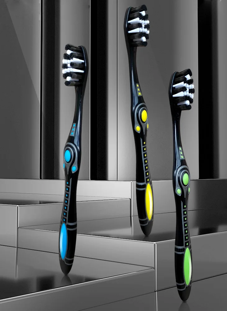 High Quality pp Rubber Handle Big Head Tooth Brush for Smokers