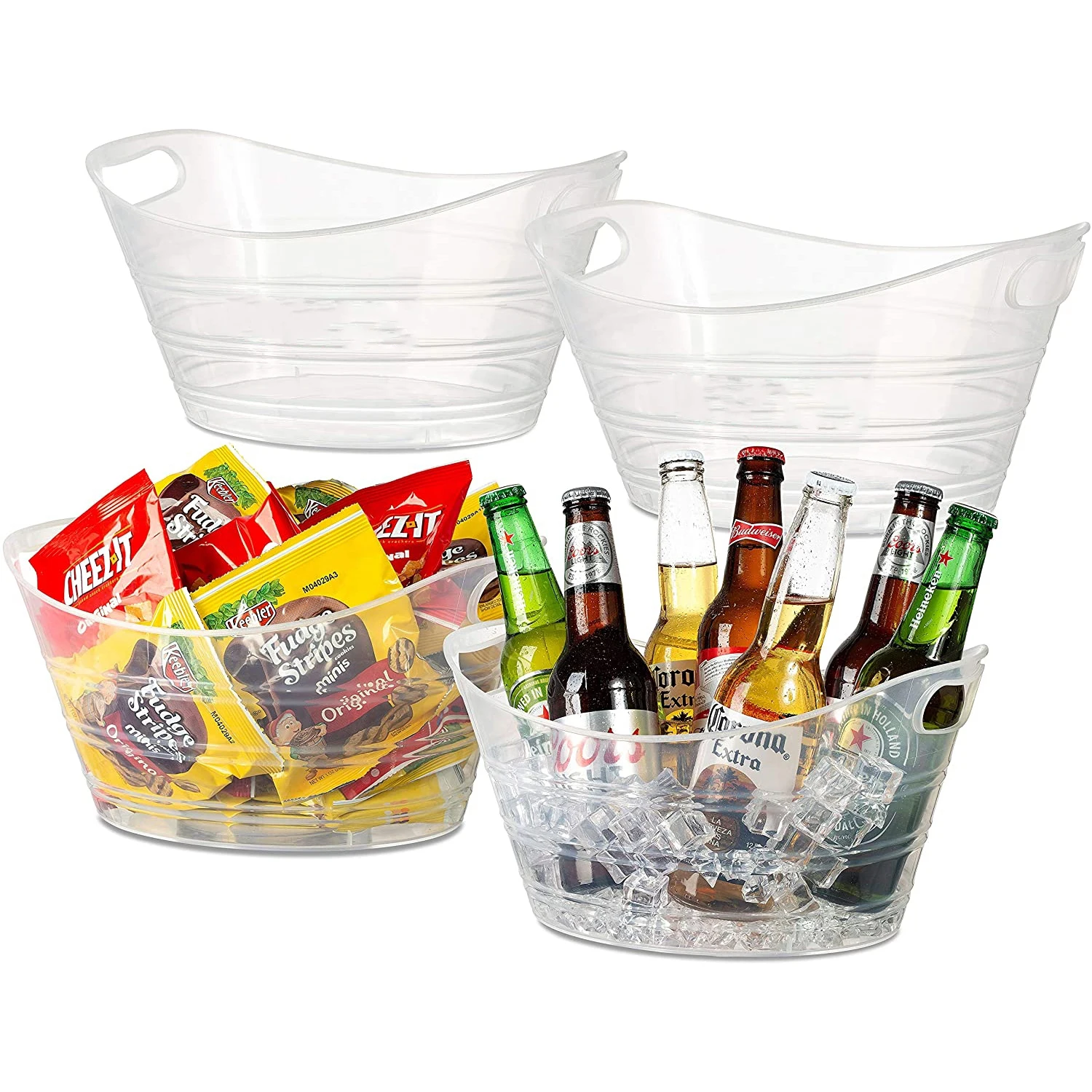 4.5l Party Oval Plastic Storage Tubs Ice Buckets Beverage Tubs Wine Bucket Chiller Bin Beer
