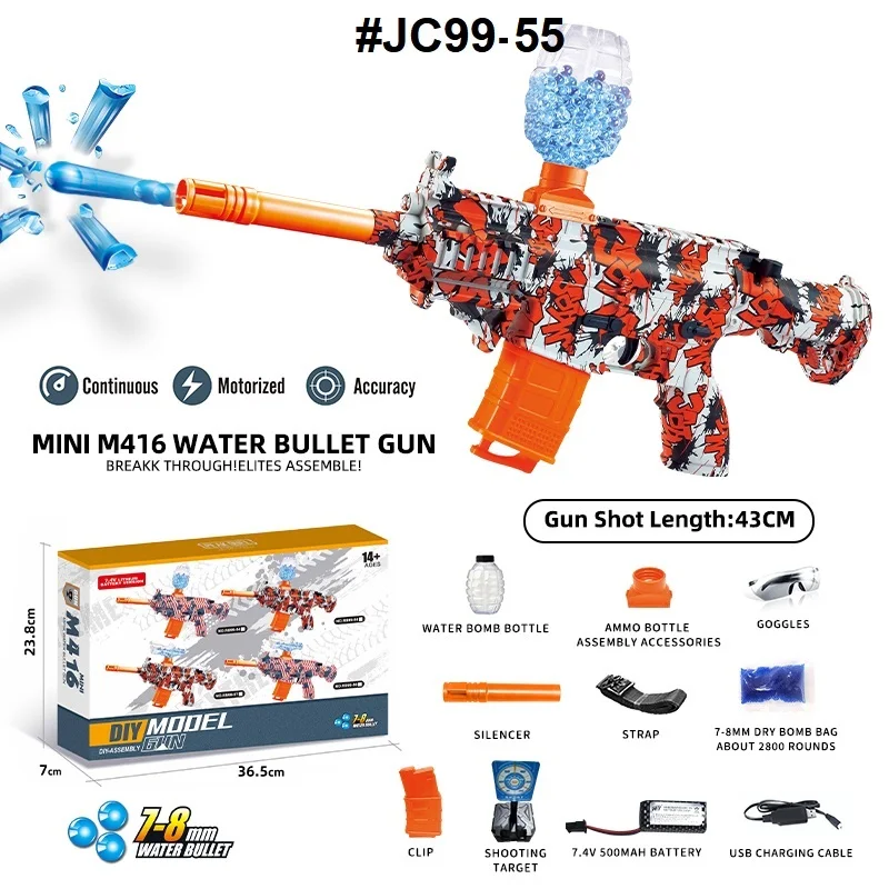 Gell Blaster Splatter Ball Gun M416 Automatic Electric Gel Gelblaster ...