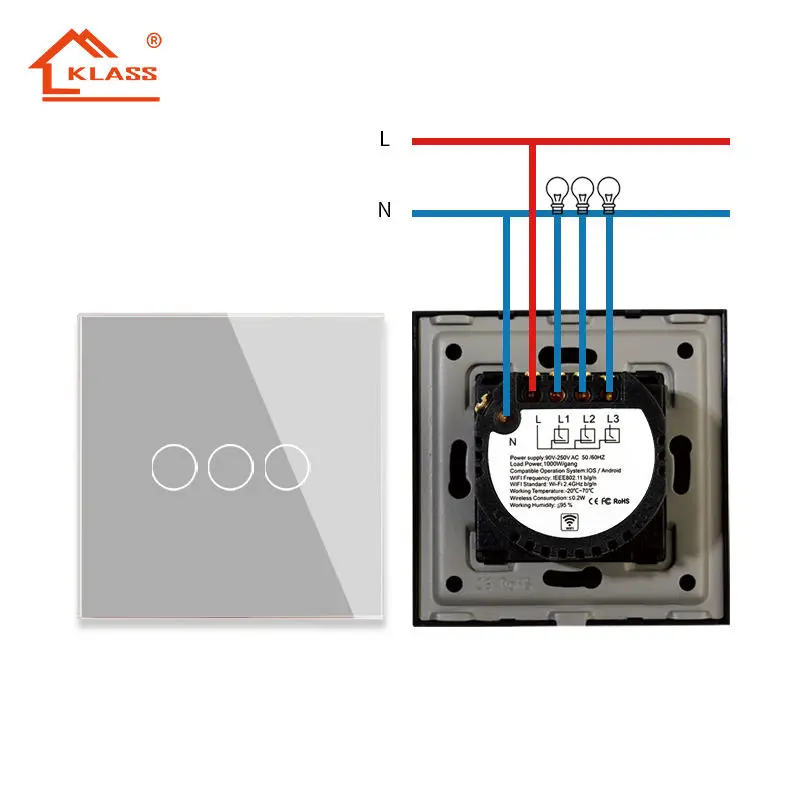 KLASS UK/EU Standard Wholesale Smart Switch google Alexa Amazo Smartlife Tuya App Zigbee Wifi Remote Control Switches and Socket