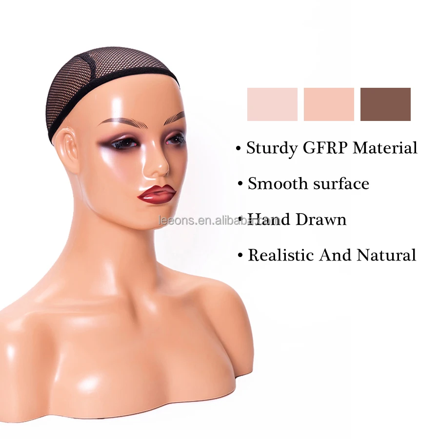 Реалистичный макияж Leeons из ПВХ, голова манекена с плечами, Африканская женщина