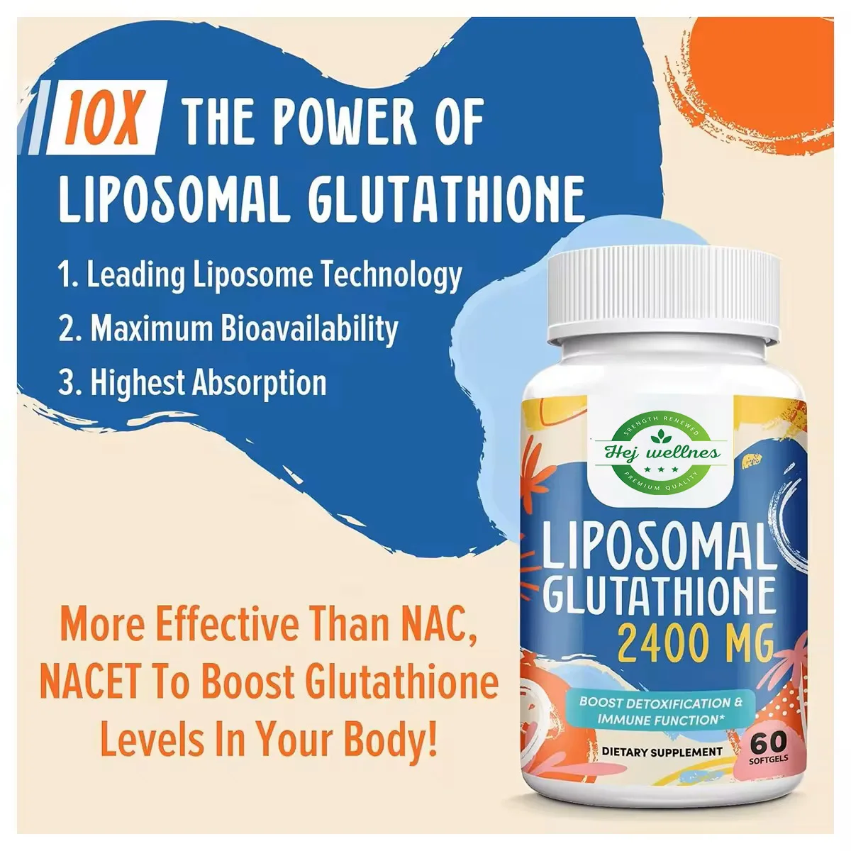 kojic acid soap vs glutathione soap Codeage Liposomal Glutathione Antioxidant Capsules, 120 ct main image 1