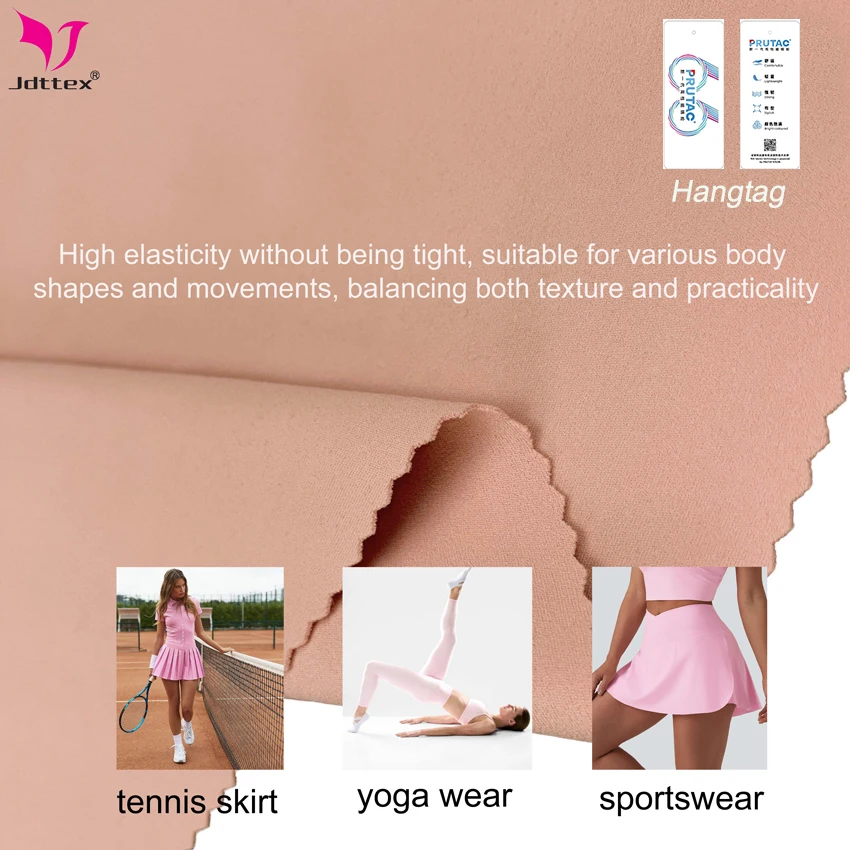 Jdttex Nylon66 Spandex Compression Brushed Moisture Wicking Tennis Skirt Sports Fabric for Leggings and Bras manufacture