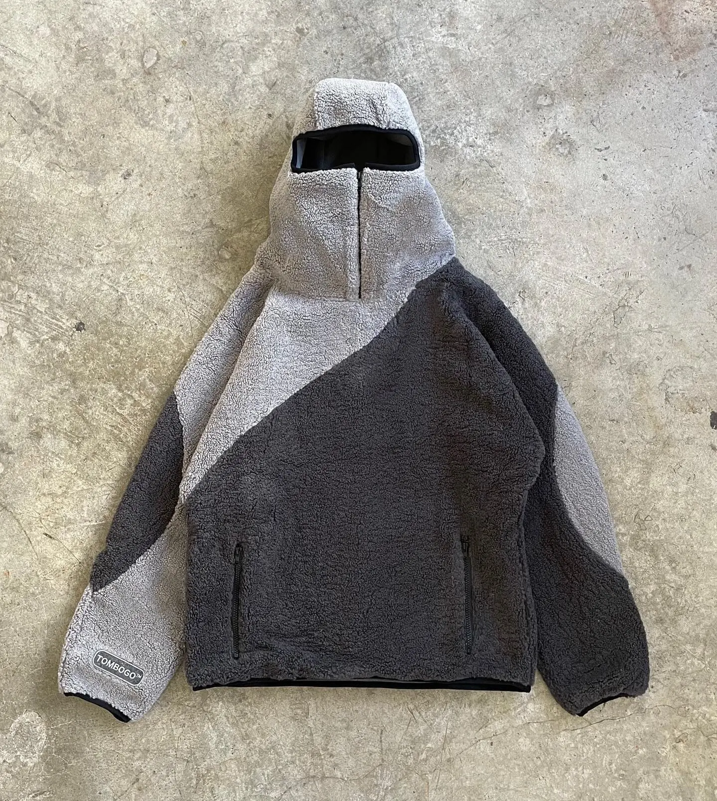 Custom Relaxed Fit Cotton Pullover Thick Blank Patchwork Fluffy Half Zip Fleece Ninja Masked Winter Sherpa Menn Hoodie With Zip gallery 8