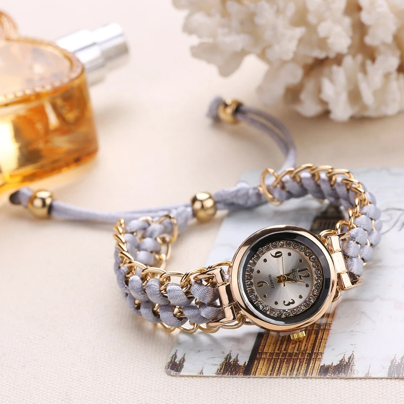 2022 New Design Creative Multi Color Bracelet Watch Ladies Braided Rope Strap Casual Quartz Wristwatch Reloj Muje for Women Gift