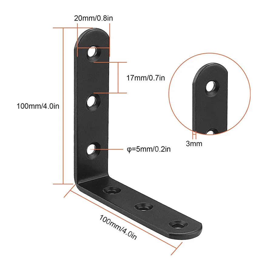 Black L Brackets For Wood Corner Bracket Heavy Duty L Brace Metal Right ...