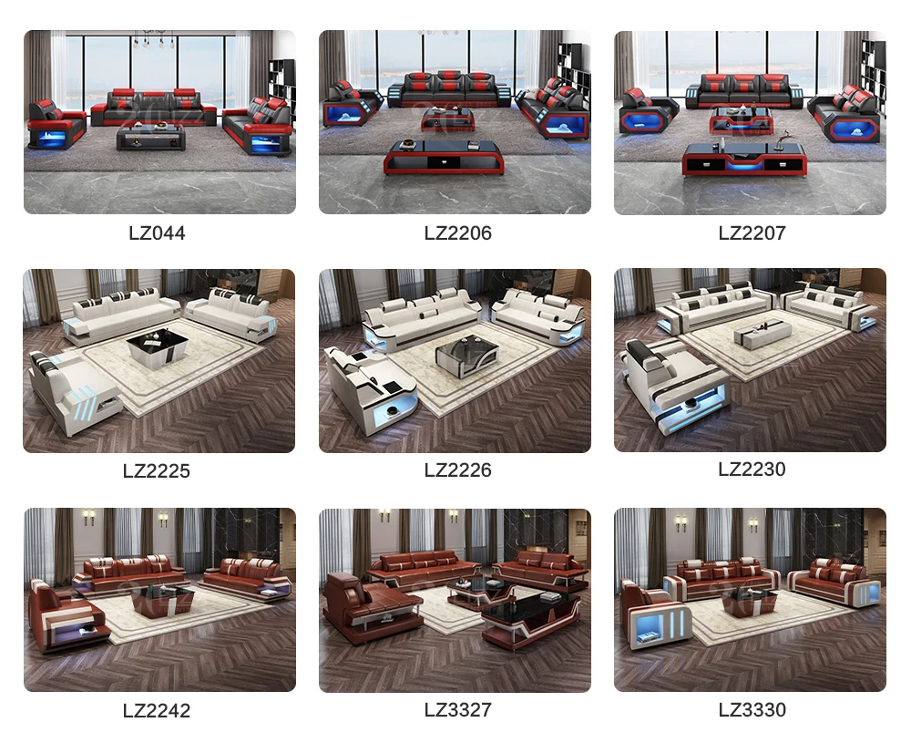 Modern Sofa Set Furniture Italian Luxury Living Room Leather Sectional ...