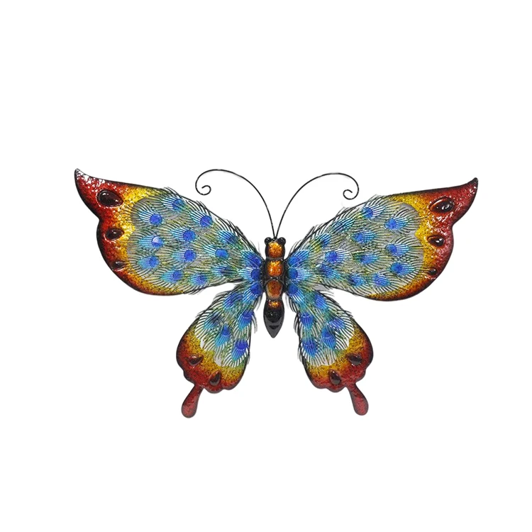 Metal Butterfly Wall Outdoor Hanging Wall Art for Patio  Yard Fence color