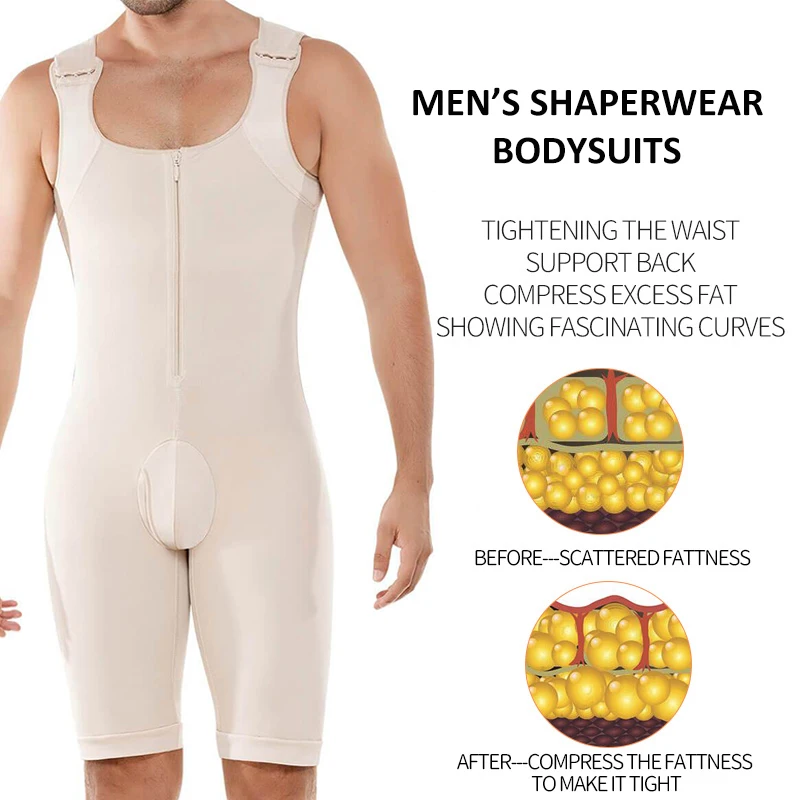 Моделирующее белье для мужчин, Корректирующее белье для всего тела, большие размеры, компрессионное боди для похудения и подтяжки ягодиц