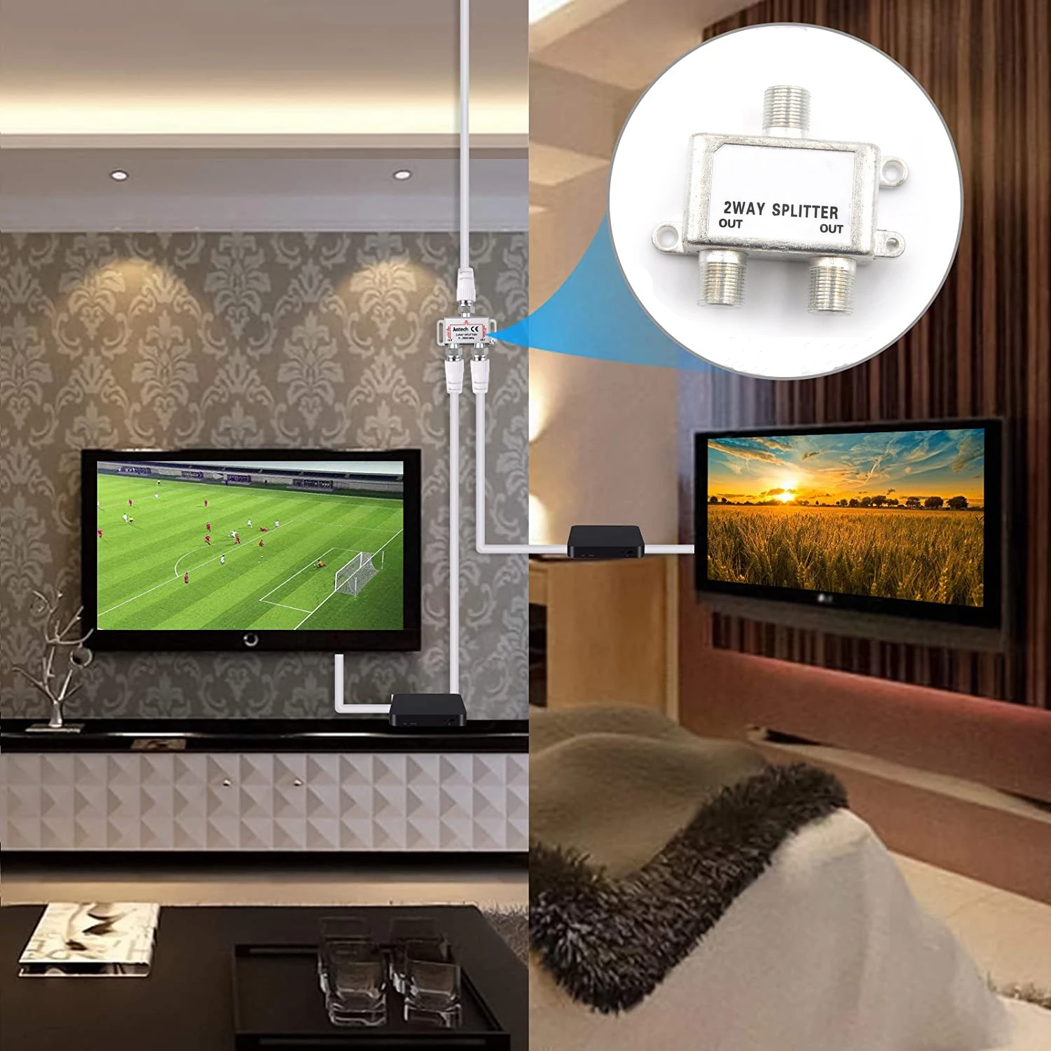 Sat 2way Splitter 2way Splitter 51000mhz Digital Hd Satellite Signal