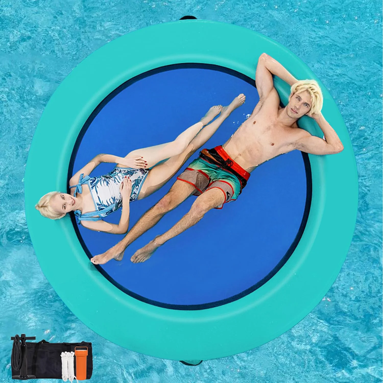 Inflatable PVC Tanning Pool Lounger Water Sunbathing Lounge Raft Hammock Sea Usage Mat Pad Bed