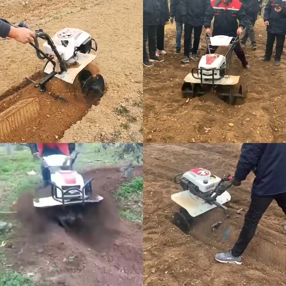 Small Plough Machine Cultivator Gasoline and Diesel Engine Mini Self Propelled Power Tiller Rotary Cultivator