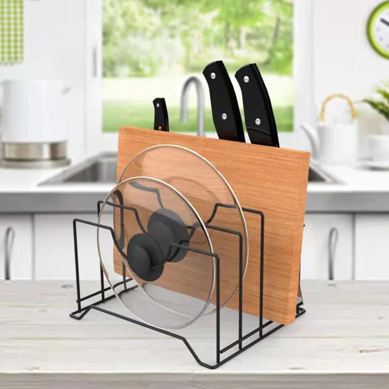 Metal And Iron Multipurpose Pot Cover Rack Cutting Board Rack Knife