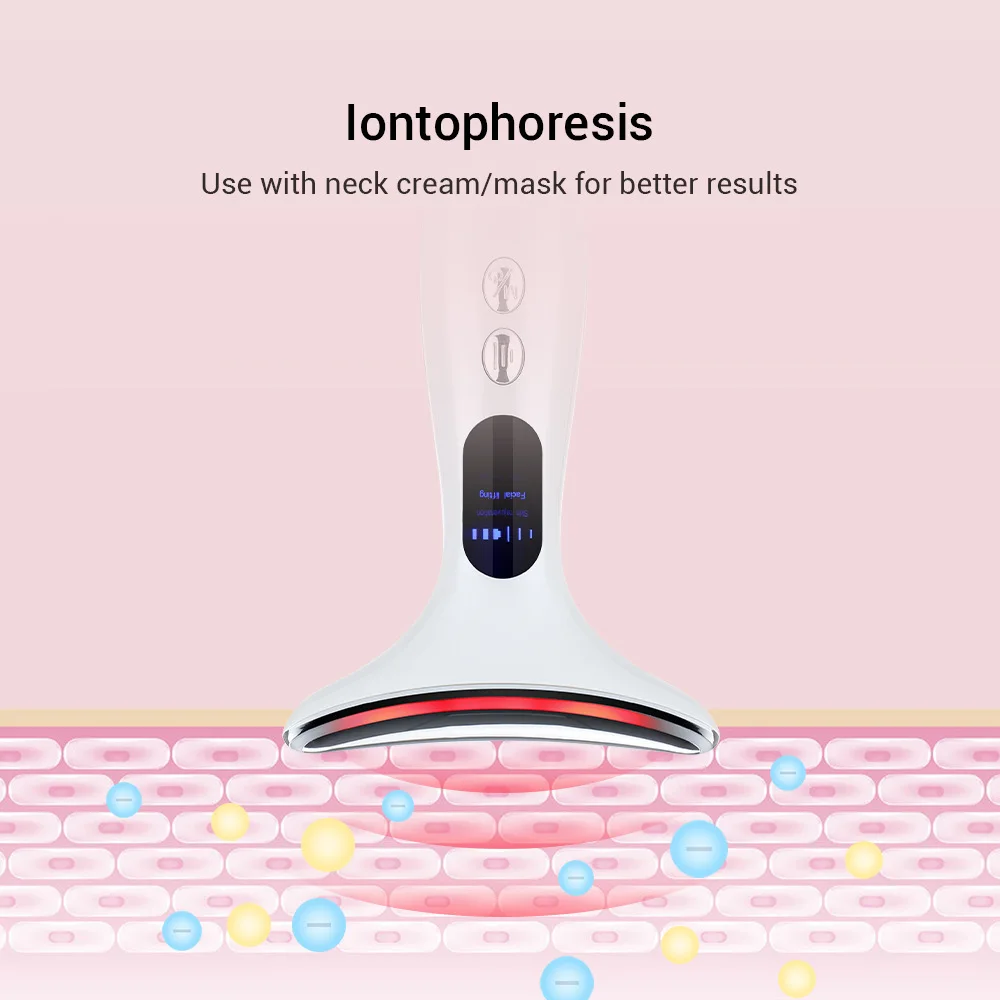 Ems Neck Face Beauty Device 3 Colors Led Photon Therapy Skin Tighten Reduce Double Chin Anti Wrinkle Remove Skin Care Tools