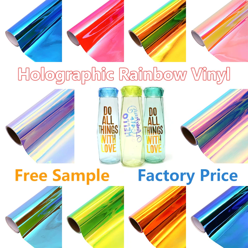 Free Sample Rainbow Holographic Sticker Cutting Self Adhesive Permanent  Vinyl Rolls - SINO VINYL