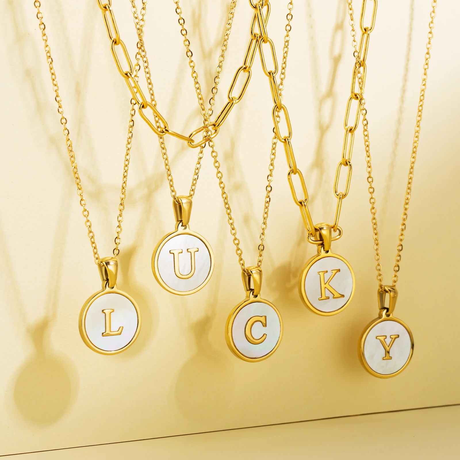 Yellow Gold Coin Initial Necklace Gold KRKC Adjustable Choker