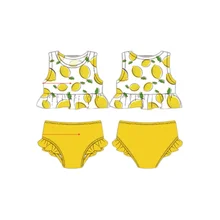 OEM Summer Beach Swim Tank Top for Girls Light Color Stripe Toddler Girl Casual Clothing Kids Swimwear Set