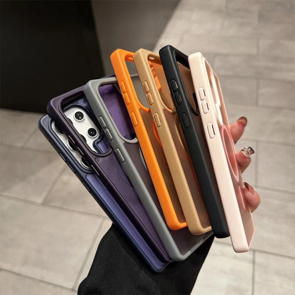 Luxury Matte Translucent Acrylic Magnetic Mobile Phone Case Cover for Samsung Galaxy S26 S25 S24 Ultra Plus