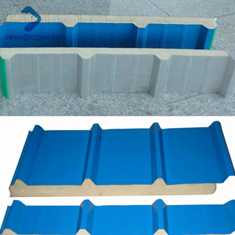 Customized PU Foam Polyurethane PUR PIR PUF Insulated and Fireproof Corrugated Sandwich Panels for Ceiling