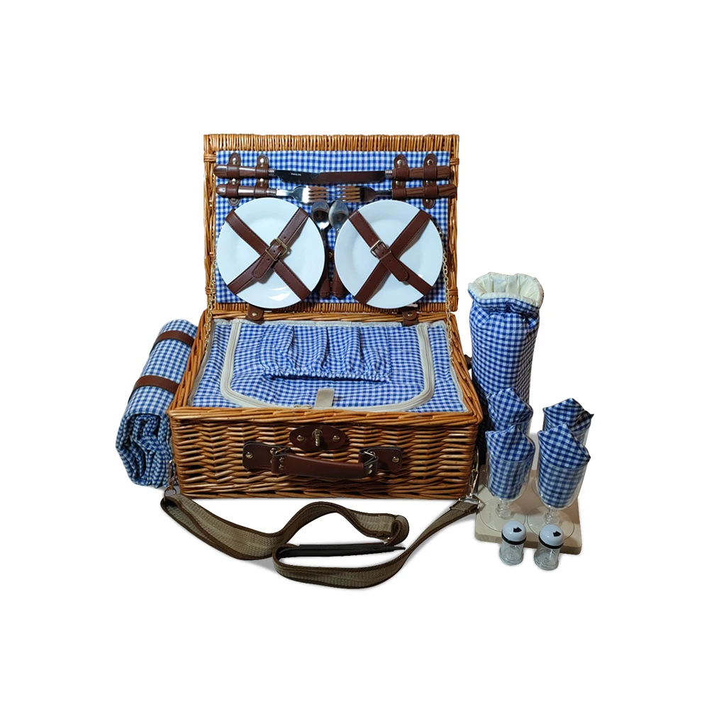 Custom Insulated Wicker Rattan Basket With Handle And Lid Picnic Basket