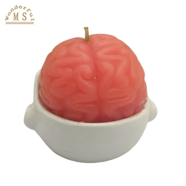 ECO Friendly 3D white ceramic broken spirit holder candle brain flower from Paraffin Wax the special halloween ornament gift