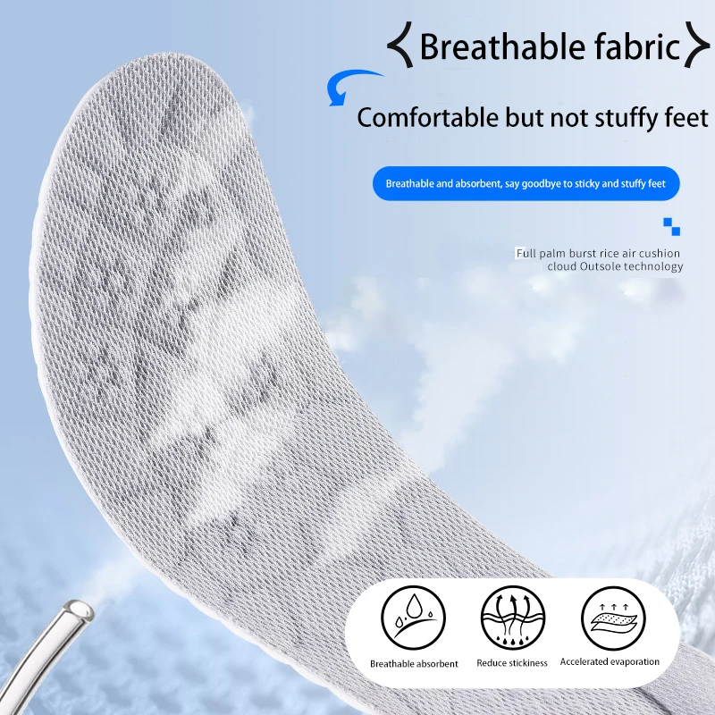 Full Palm Zoom air Cushion Sports Insole for Men Women with High Elastic Shock Sweat Absorption Odor Resistant Popcorn Inserts