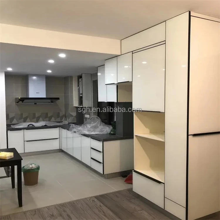 Cabinets use high quality white high gloss matte melamine 18 mm polyester PET plywood