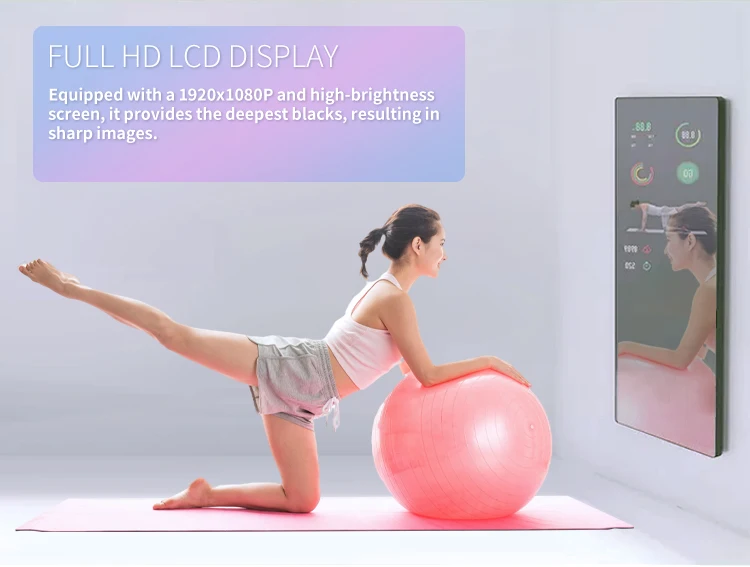 43 Inch Lcd Screen Yoga Mirror Display Gym Smart Fitness Mirror ...
