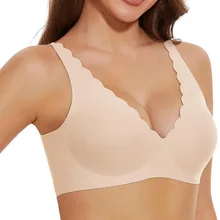 ODM OEM Large Size Wireless Seamless Padded Brasier Customizable Logo on Cup Thin Jelly Silicone Push-Up Bra for Ladies