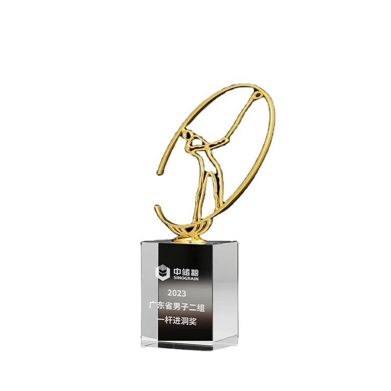 Trophies Manufacturer Customized Golf Crystal Trophy Metal Gold Awards For Sport Souvenir