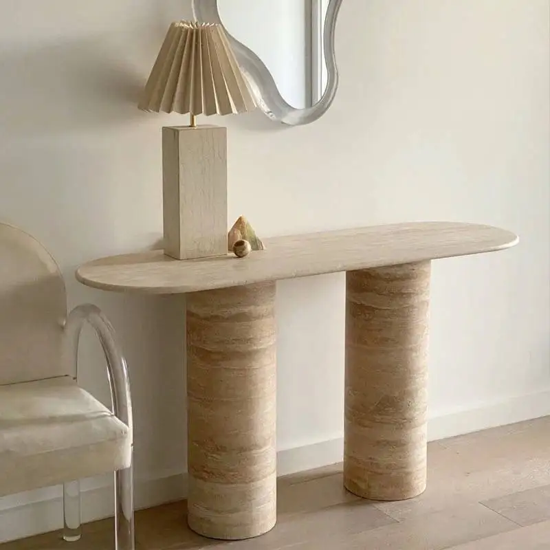 product ydstone natural stone coffee table modern elliptical travertine top for home  hotel versatile vanity  countertop design-1