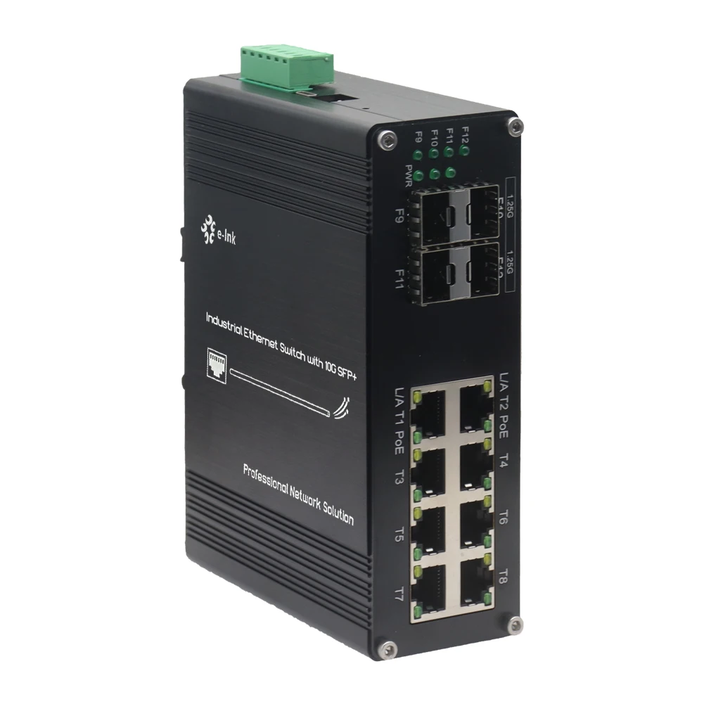 Industrial 8 Port Gigabit Ethernet WEB Managed Switch 4 X SFP 8 X GE PoE Network Switch CCTV Networking